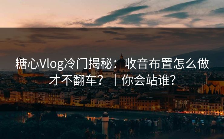 糖心Vlog冷门揭秘：收音布置怎么做才不翻车？｜你会站谁？
