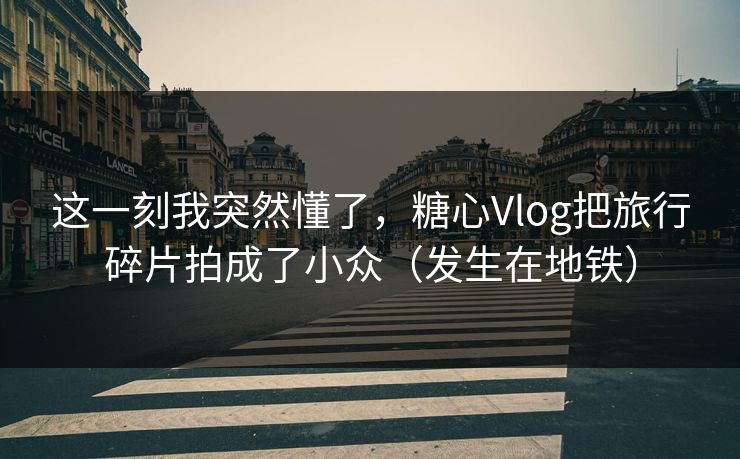 这一刻我突然懂了，糖心Vlog把旅行碎片拍成了小众（发生在地铁）