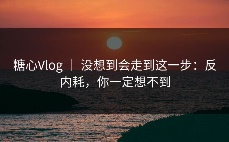 糖心Vlog ｜ 没想到会走到这一步：反内耗，你一定想不到