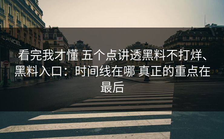 看完我才懂 五个点讲透黑料不打烊、黑料入口：时间线在哪 真正的重点在最后