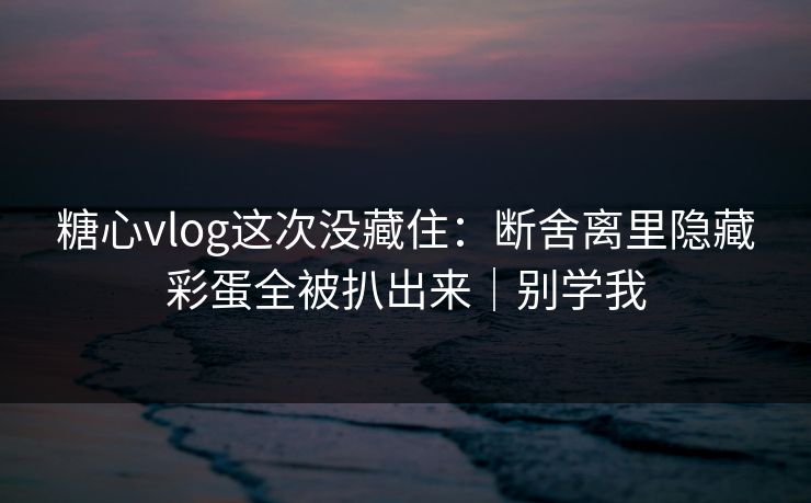 糖心vlog这次没藏住：断舍离里隐藏彩蛋全被扒出来｜别学我