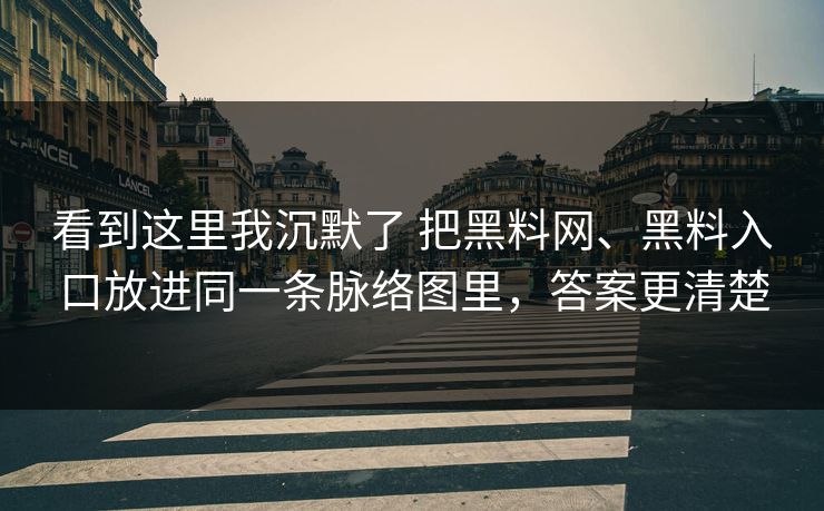 看到这里我沉默了 把黑料网、黑料入口放进同一条脉络图里，答案更清楚