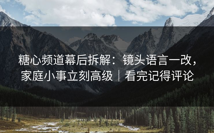 糖心频道幕后拆解：镜头语言一改，家庭小事立刻高级｜看完记得评论