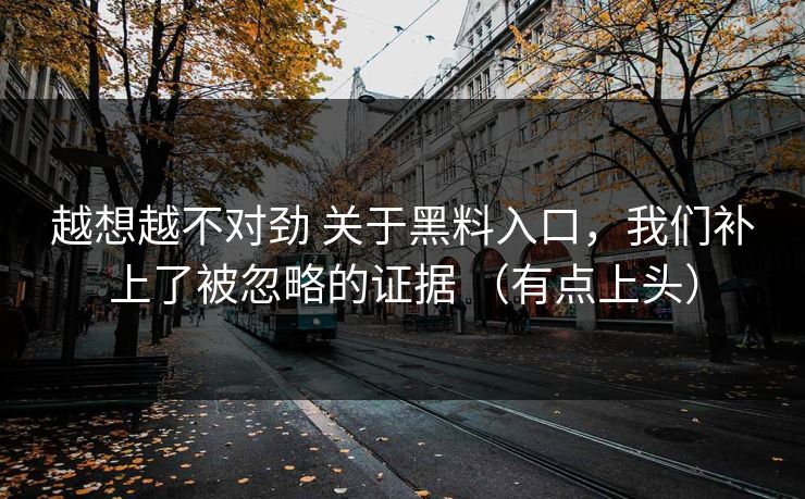 越想越不对劲 关于黑料入口，我们补上了被忽略的证据 （有点上头）