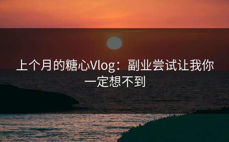 上个月的糖心Vlog：副业尝试让我你一定想不到