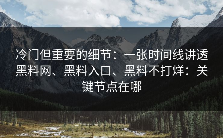 冷门但重要的细节：一张时间线讲透黑料网、黑料入口、黑料不打烊：关键节点在哪