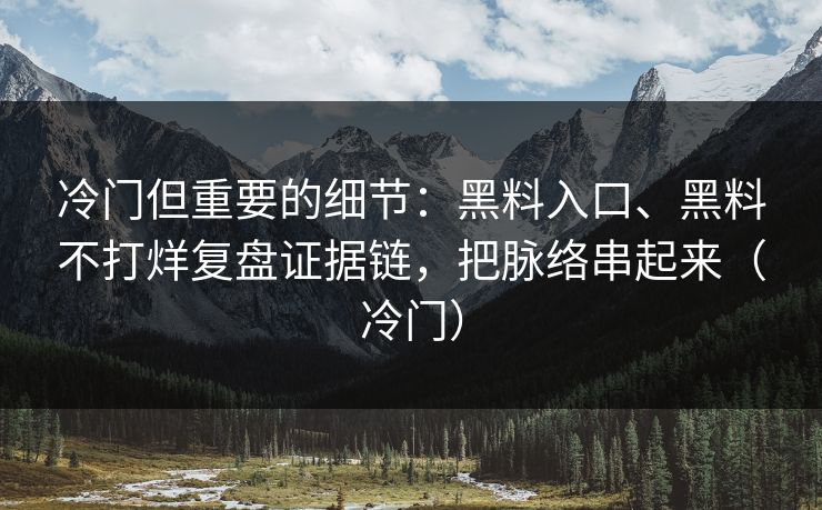 冷门但重要的细节：黑料入口、黑料不打烊复盘证据链，把脉络串起来（冷门）