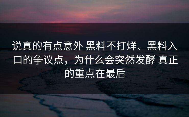 说真的有点意外 黑料不打烊、黑料入口的争议点，为什么会突然发酵 真正的重点在最后