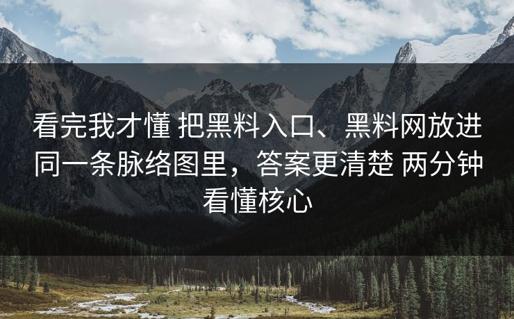 看完我才懂 把黑料入口、黑料网放进同一条脉络图里，答案更清楚 两分钟看懂核心