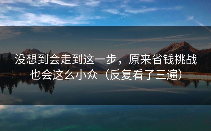 没想到会走到这一步，原来省钱挑战也会这么小众（反复看了三遍）
