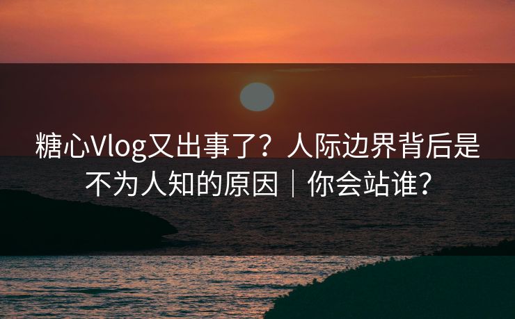 糖心Vlog又出事了？人际边界背后是不为人知的原因｜你会站谁？
