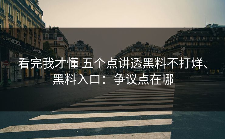 看完我才懂 五个点讲透黑料不打烊、黑料入口：争议点在哪