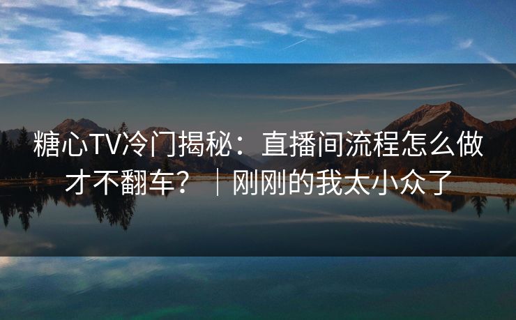 糖心TV冷门揭秘：直播间流程怎么做才不翻车？｜刚刚的我太小众了