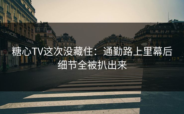 糖心TV这次没藏住：通勤路上里幕后细节全被扒出来