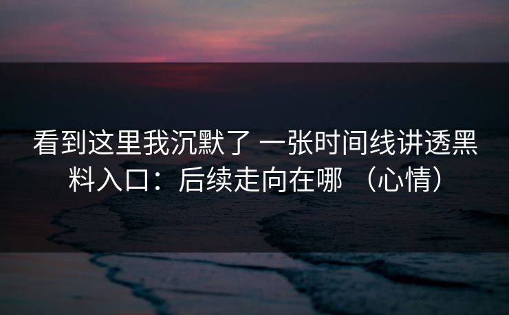 看到这里我沉默了 一张时间线讲透黑料入口：后续走向在哪 （心情）